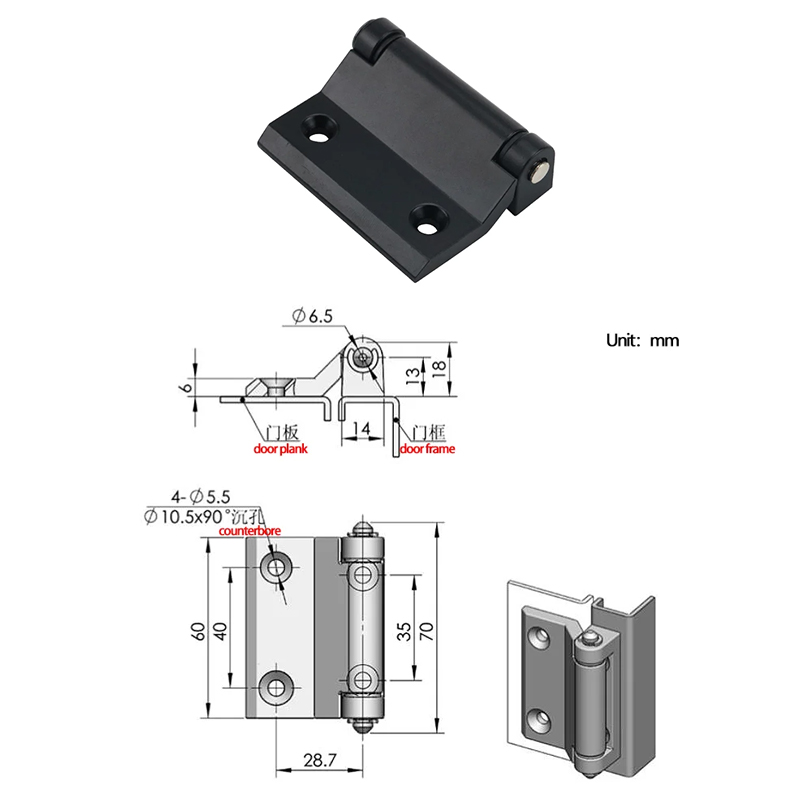 Bisagra desmontable de equipo de máquina ecológica Industrial para puertas de gabinetes de maquinaria, aleación de zinc o acero inoxidable: Morado oscuro