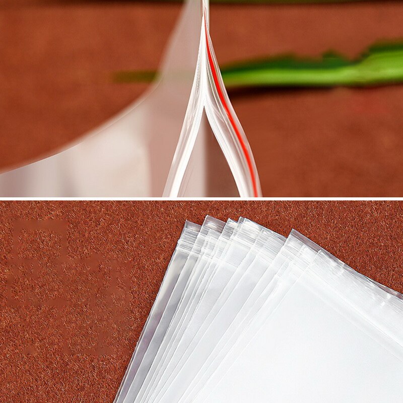 100pcs/pack Resealable Zip Lock Bags Self Seal Clear Plastic Poly Bag Food Storage Package Reclosable Vacuum Fresh Bag