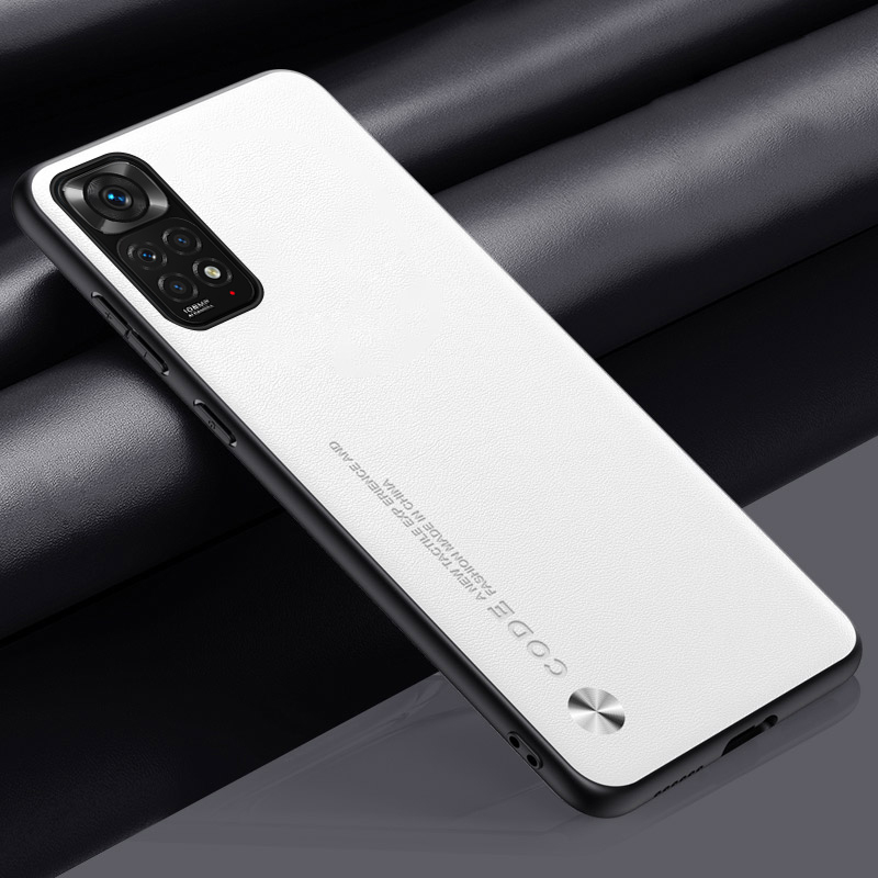 Étui de luxe en cuir PU pour Xiaomi Redmi Note 11S 11 Pro, coque arrière de Protection en Silicone mat pour Redmi Note 11E Pro: ABS / WHITE