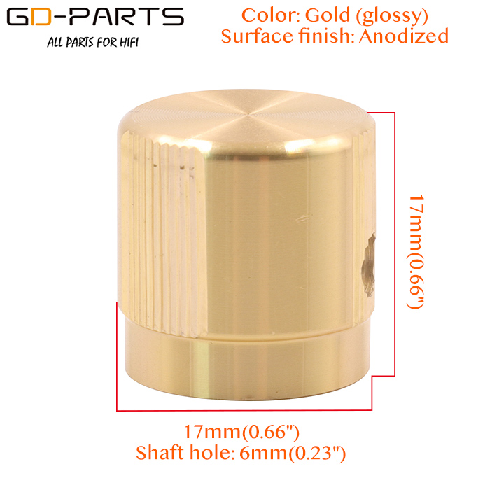 17*17mm Massivem Aluminium Set Pointer Knob Für Hifi Audio AMP DAC Radio Lautsprecher Potentiometer CNC Gefräste: Gold