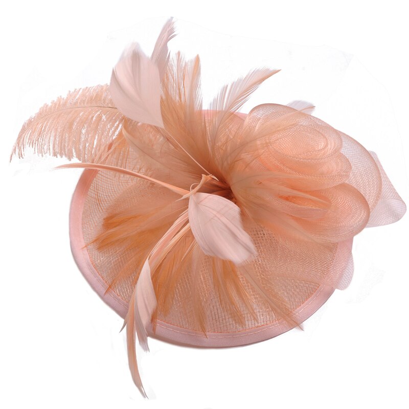 Bridal hat feather headdress linen bridal top hat mesh hat European British headdress bride headdress hair accessory: 03