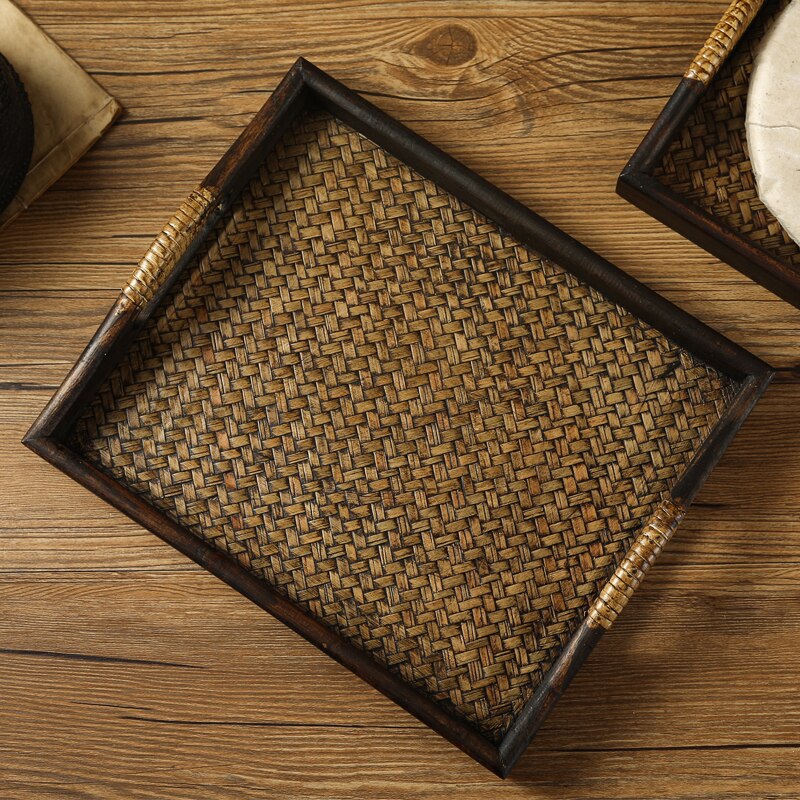 Whyou 1Pcs Hout Zuidoost-azi Ë Theewaar Cup Opslag Plaat Lade Vintage Spa Tafel Decor Woninginrichting Ornamenten Kantoor Essentiële