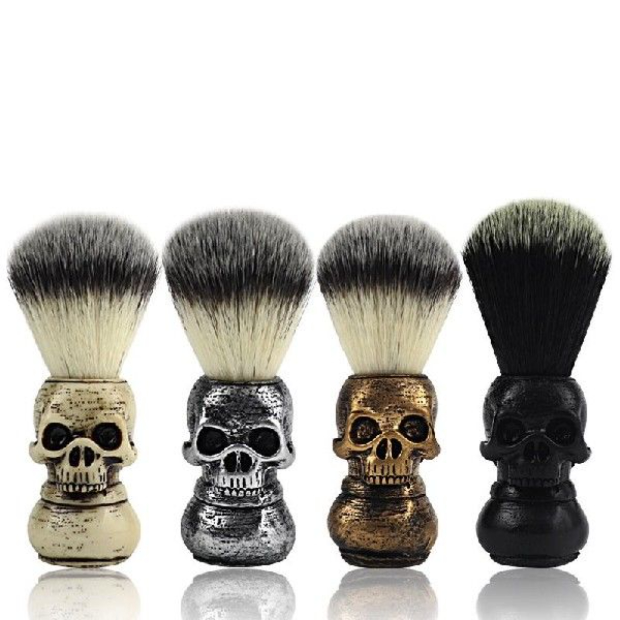 Cepillo de barba de calavera para peluquero, cuidado de la barba, limpieza, cepillo de afeitar para hombres, cerdas de jabalí suaves, cepillo de afeitar para bigote, accesorios de barbería