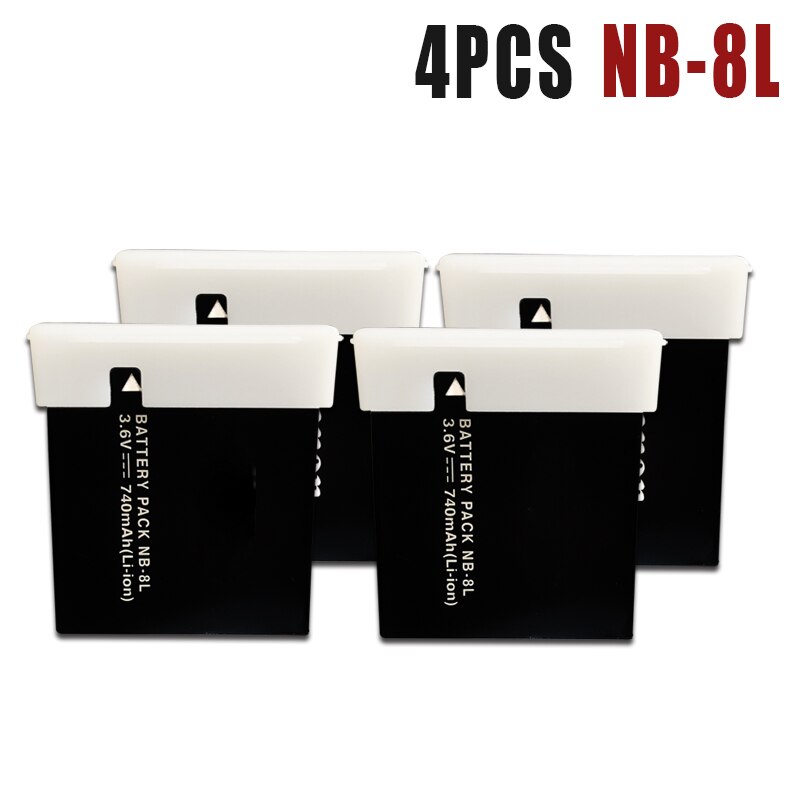 3,6 V 740mAh NB-8L NB8L NB 8L recargables de litio las baterías para Canon Powershot A3300 A3200 es A1200 A3000 batería de cámara: 4PCS