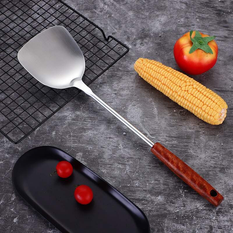 Anti-Brandwonden Lange Handvat Koken Kookgerei Roestvrij Staal Koken Turner Schop Spatel Keuken Tool Voor Non-stick Pan rijst Lepel