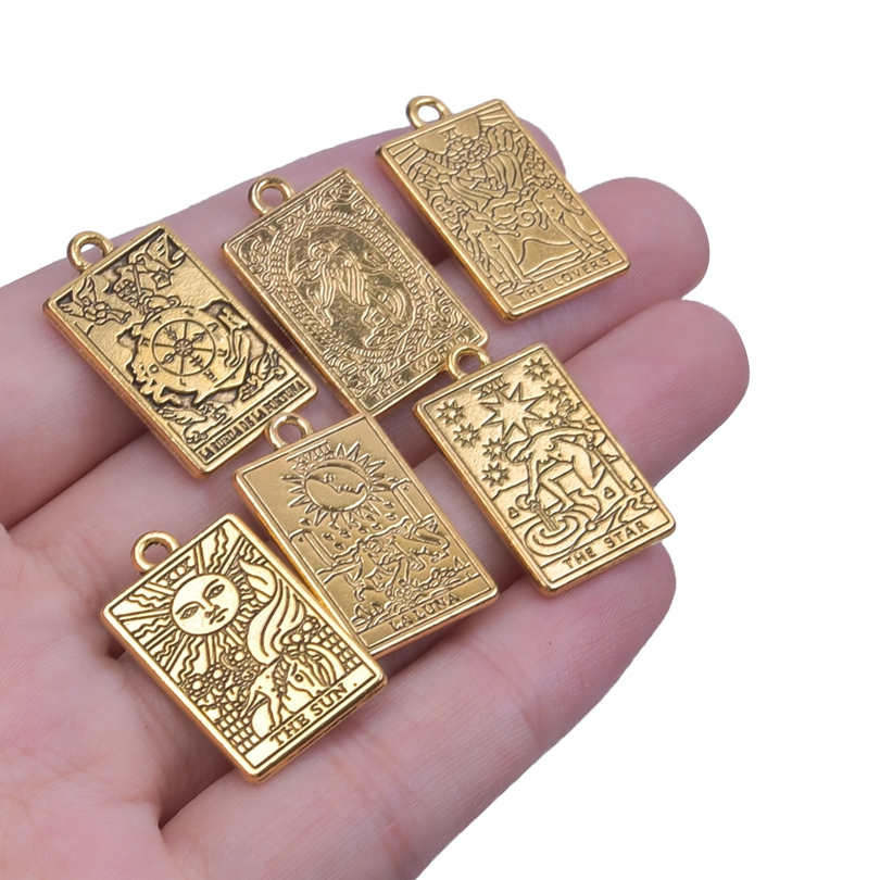 10pcs/lot Gold Plated Tarot Accessories DIY Bulk Alloy Pendant Charm for Jewelry Making Necklace Earrings DIY Material