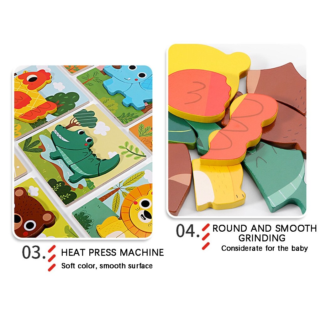 toys for children Wooden Animal Puzzles for Toddlers 1 2 3 Years Old Boys Girls Educational Toy игрушки для детей #G2020