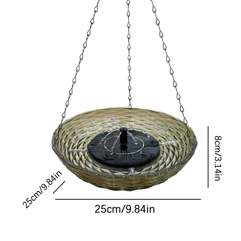 Solar Bird Bath Hangable Bird Bath Tray Solar Hummingbird Fountain Bath Bubbler Balcony Bird Bath Bowl For Terrace Courtyard