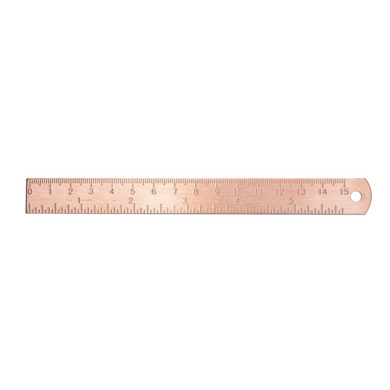 1pc 15cm messing linjal bokmerke kanselli rosa gull måler rett linjal for skole skrivesaker metall maleri tegneverktøy: Rose gull