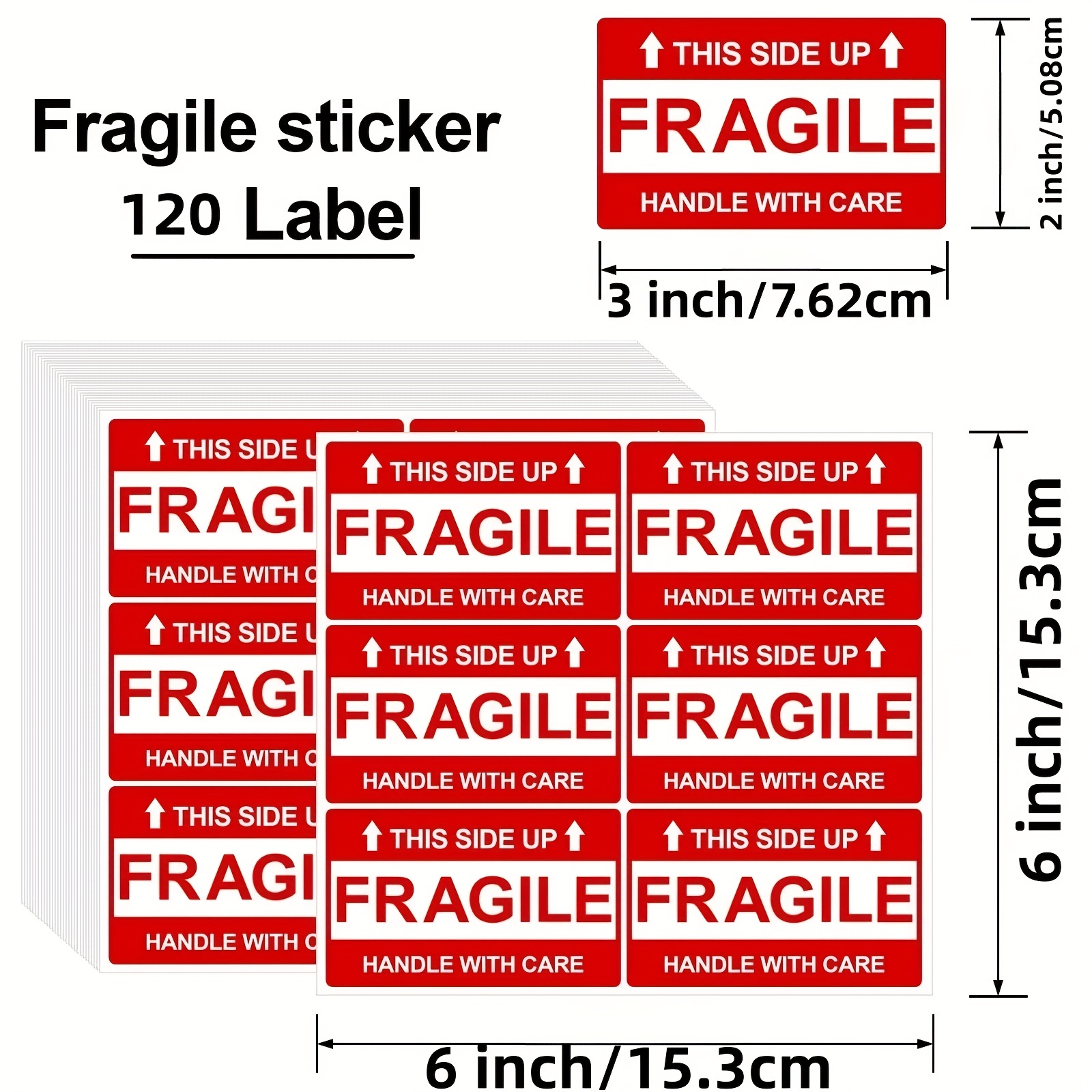 120 pièces autocollants fragiles, étiquettes fragiles adhésives fortes, autocollants de manipulation soignée pour le transport, autocollants fragiles pour