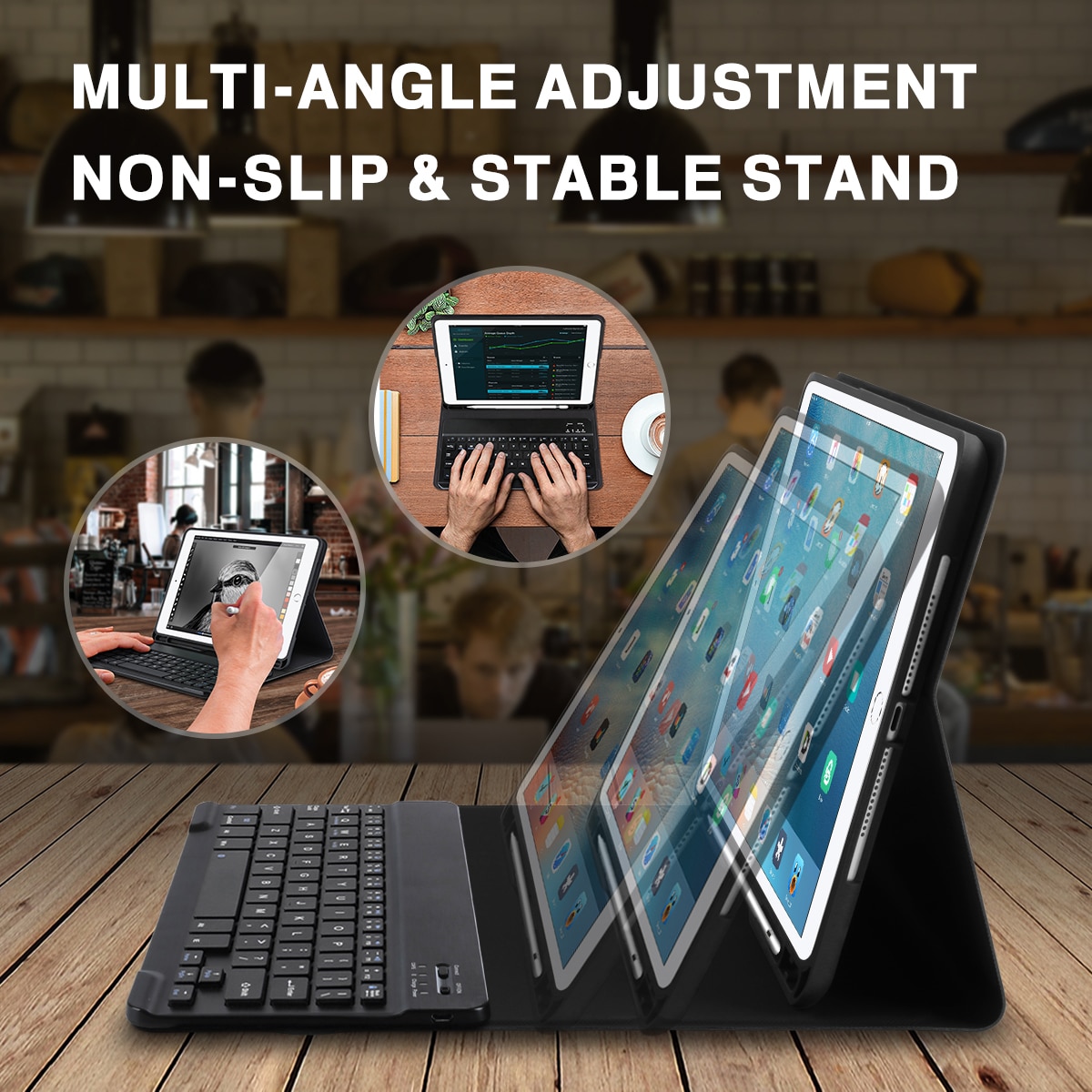 For iPad 9.7 5th 6th Gernation Case Keyboard For iPad For iPad Pro with Pencil Holder QWERTY AZERTY Bluetooth Keyboard