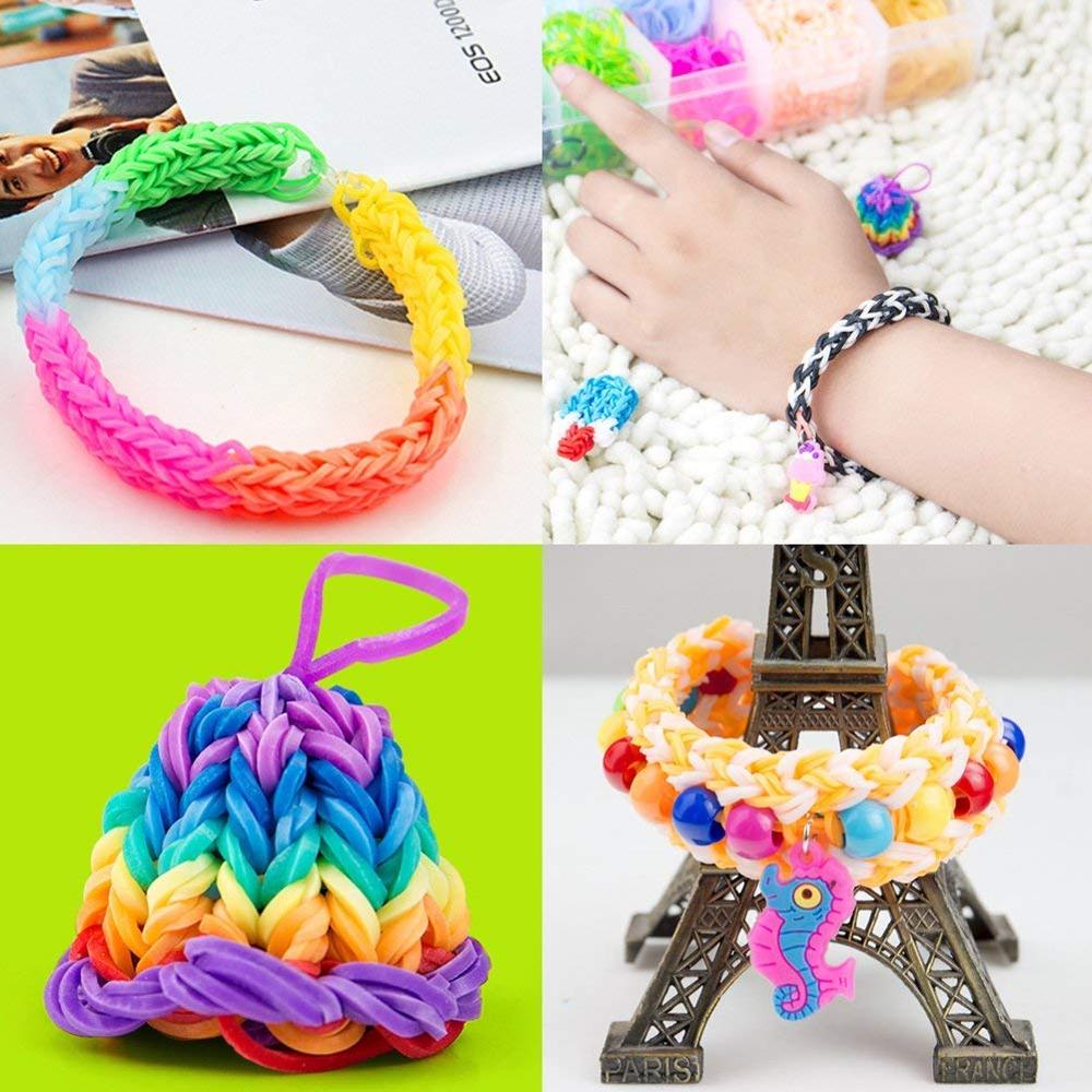 3x Cajas de Gomas elasticas para Hacer Pulseras Gomitas Bandas de Silicona de Colores Looms Band para Manualidades para Niños