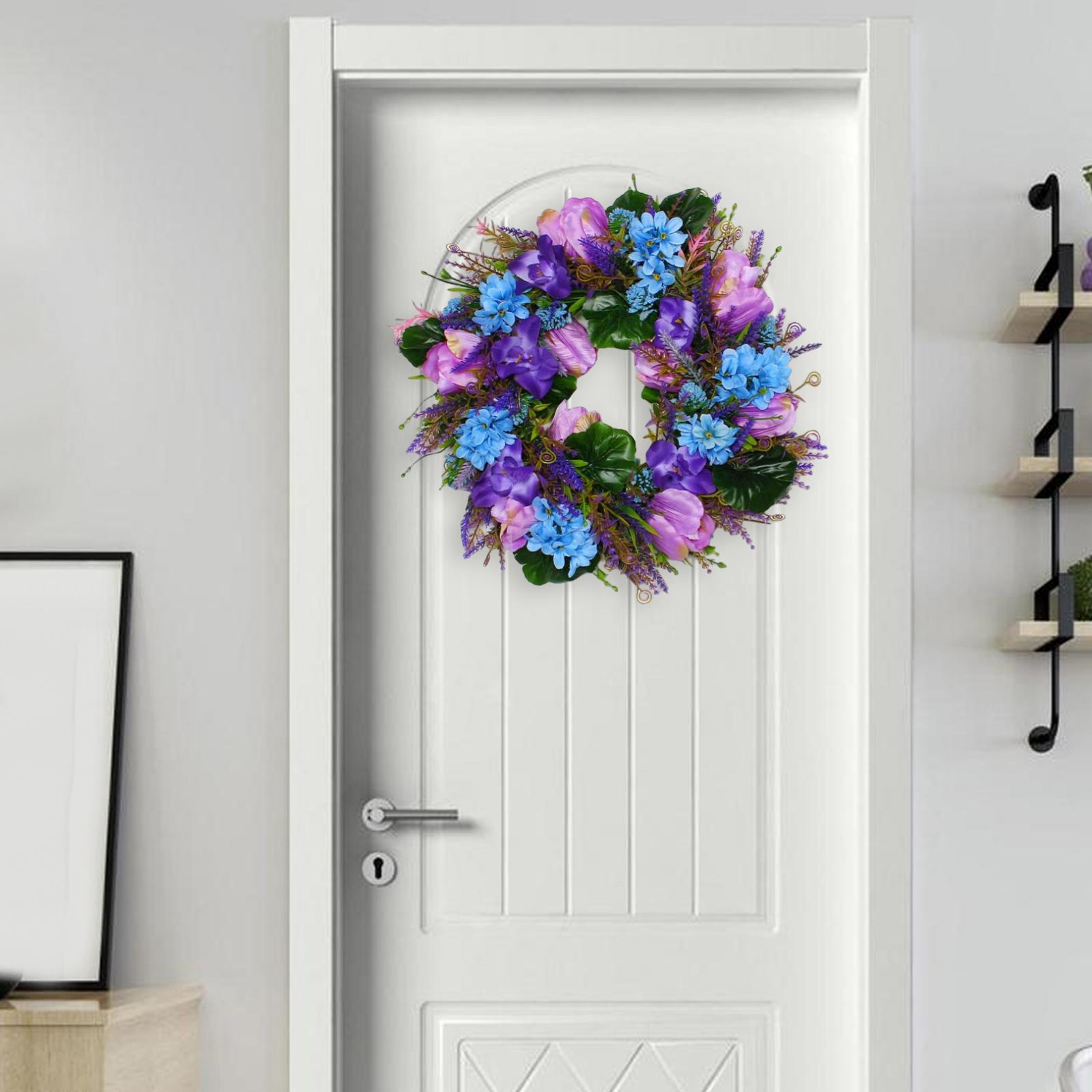 14 inch Colorful Flower Wreath Floral Wreath Lavender Wreath Artificial Spring
