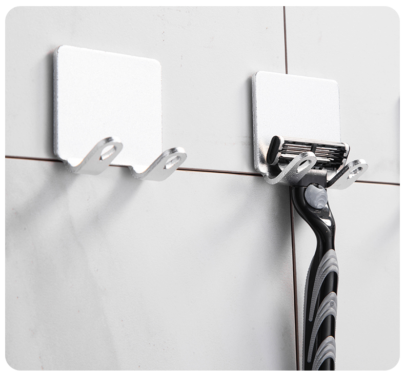 1/2/3Pcs Punch Gratis Scheermes Houder Opslag Haak Muur Mannen Scheren Scheerapparaat Plank Badkamer Scheermes Rack muur Badkamer Accessoires: 2pcs Silver