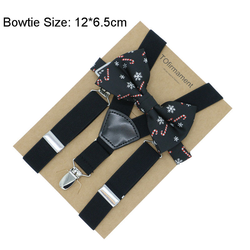 Fan shape leather solid kids event party suspender bow tie set adjustable 2.5cm width kraft paper packed baby: 4