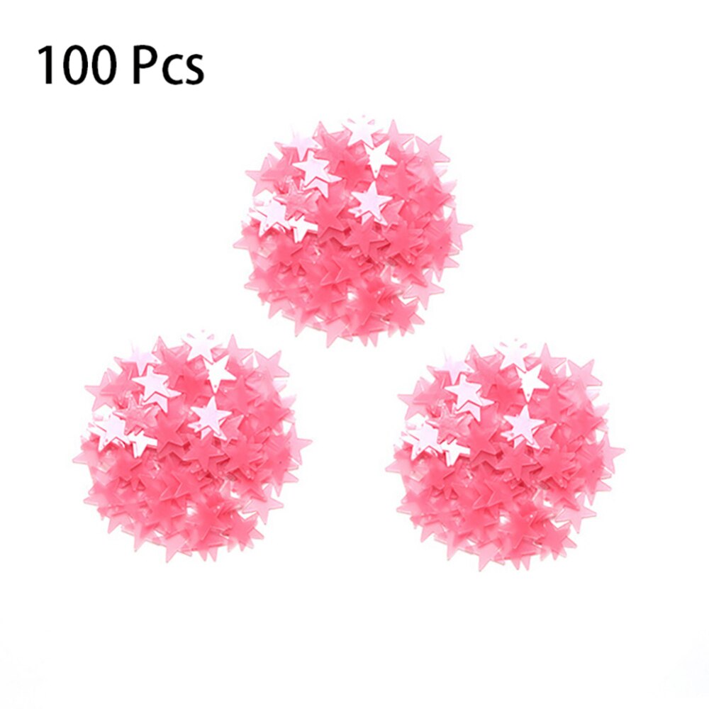 100 stücke Zauberstab Aufkleber Beleuchten in sterben dunkel Baby freundlicher Schlafzimmer Dekor Helle Sterne von Fluoreszenz Farbe Zauberstab Aufkleber: Rosa