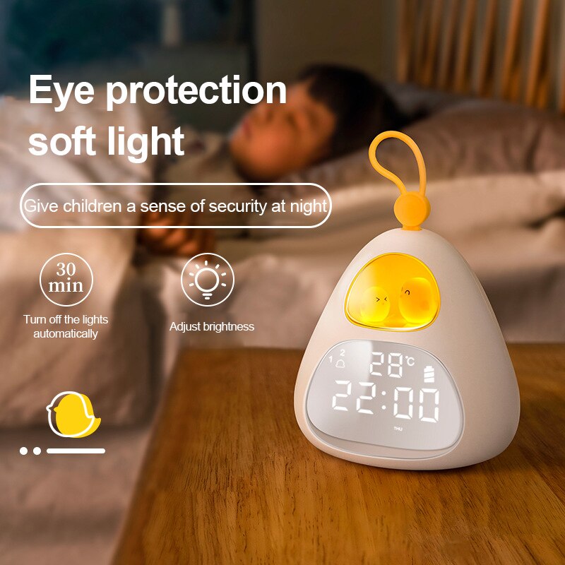 Cute Bird's Nest Time Alarm Clock Night Light Smart LED Wake-Up Light Bedroom Desktop Accompany Sleeping Nightlight
