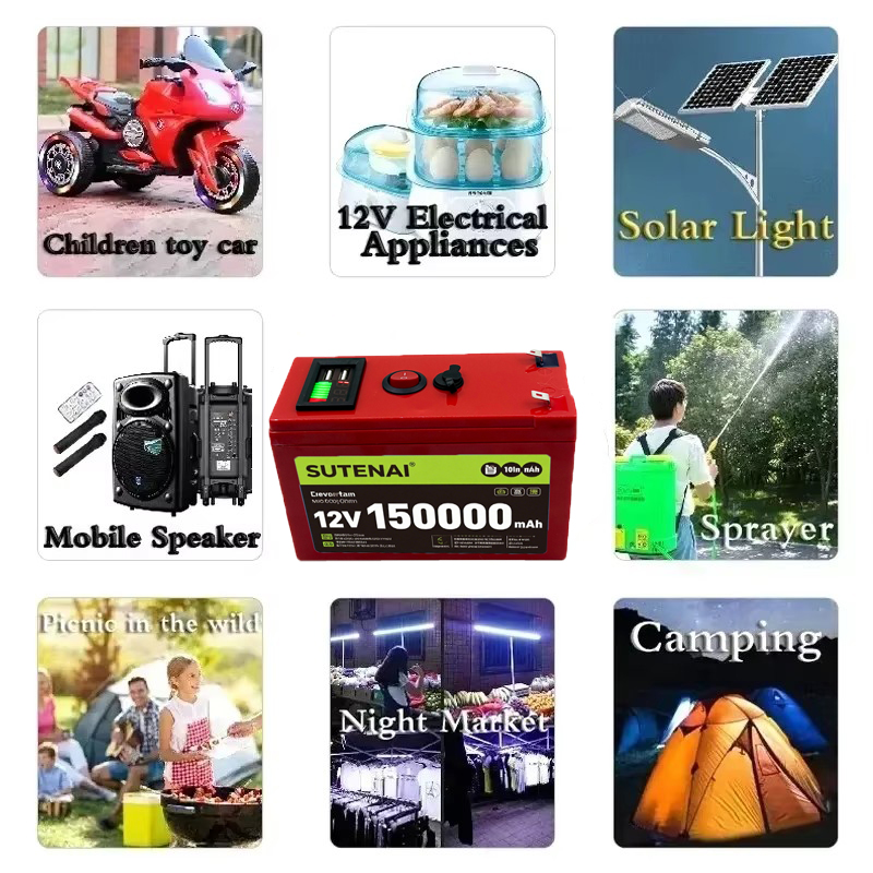 12V 150Ah 18650 Litiumbatteri Oppladbart - Solenergi Elbil + 12.6V 3A Lader