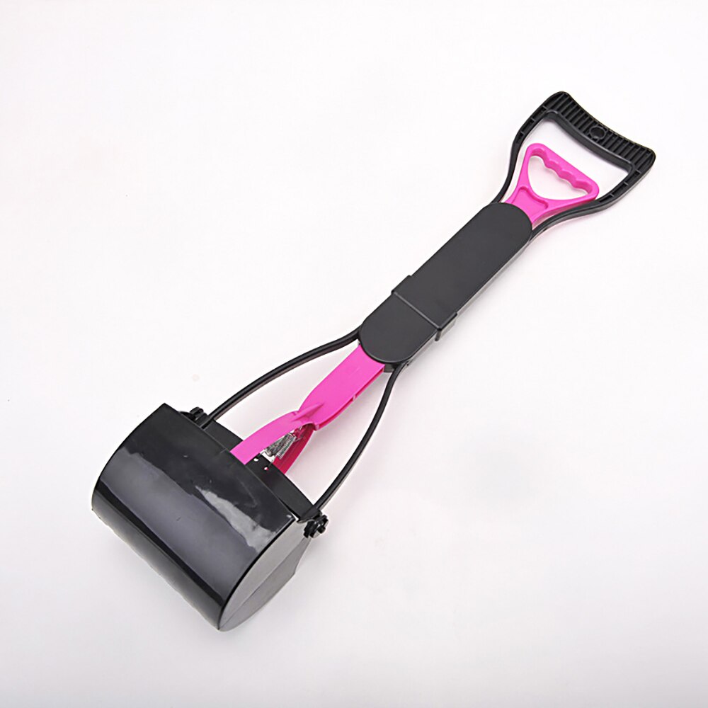 Poepschep voor huisdieren, hondenpoepschep, schep voor huisdierenpoep, opvouwbare schep met lange steel, afvalschep voor honden, schoonmaakgereedschap voor buiten: Roze-recht