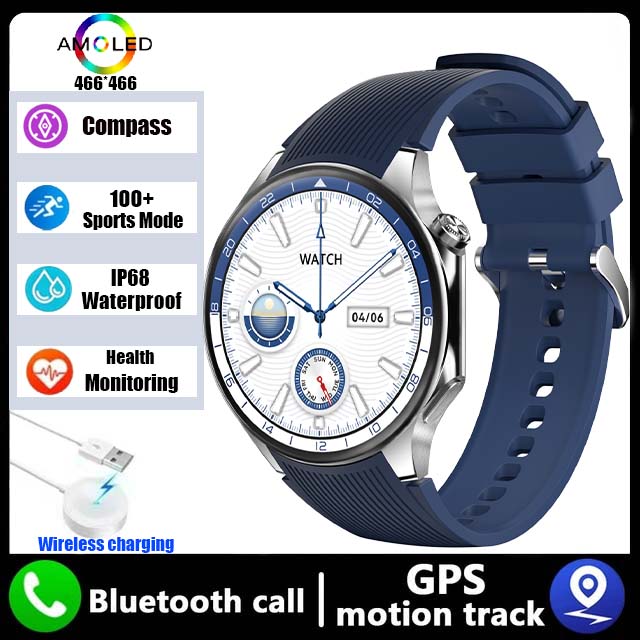 Dla OPPO zegarek DT zegarek X mężczyźni sprytny zegarek GPS trajektoria kompas 1.43 "AMOLED 466*466 HD ekran Bluetooth połączenie Człowiek Smartwatch: biały