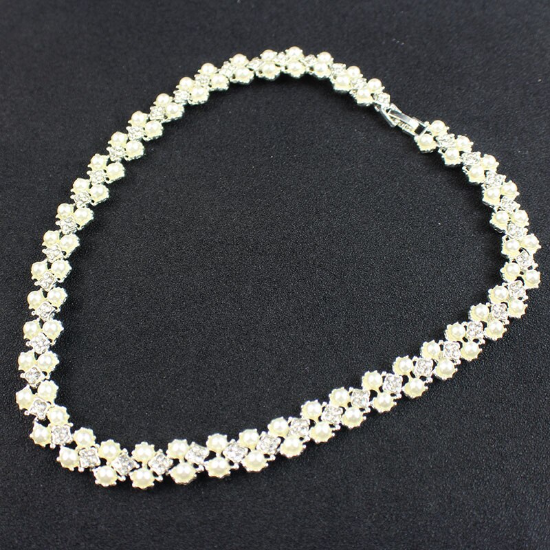 Jiayijiaduo conjunto de jóias simples moda imitação pérola cor prata colar pulseira brinco para acessórios de casamento feminino