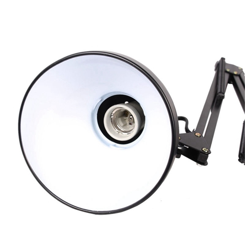 Hjem eu oss plugg fleksibel svingarm klemmemontering lampe kontor studio  e27/e26 pære bord svart skrivebordslys  ac85-265v ledet pære lamper
