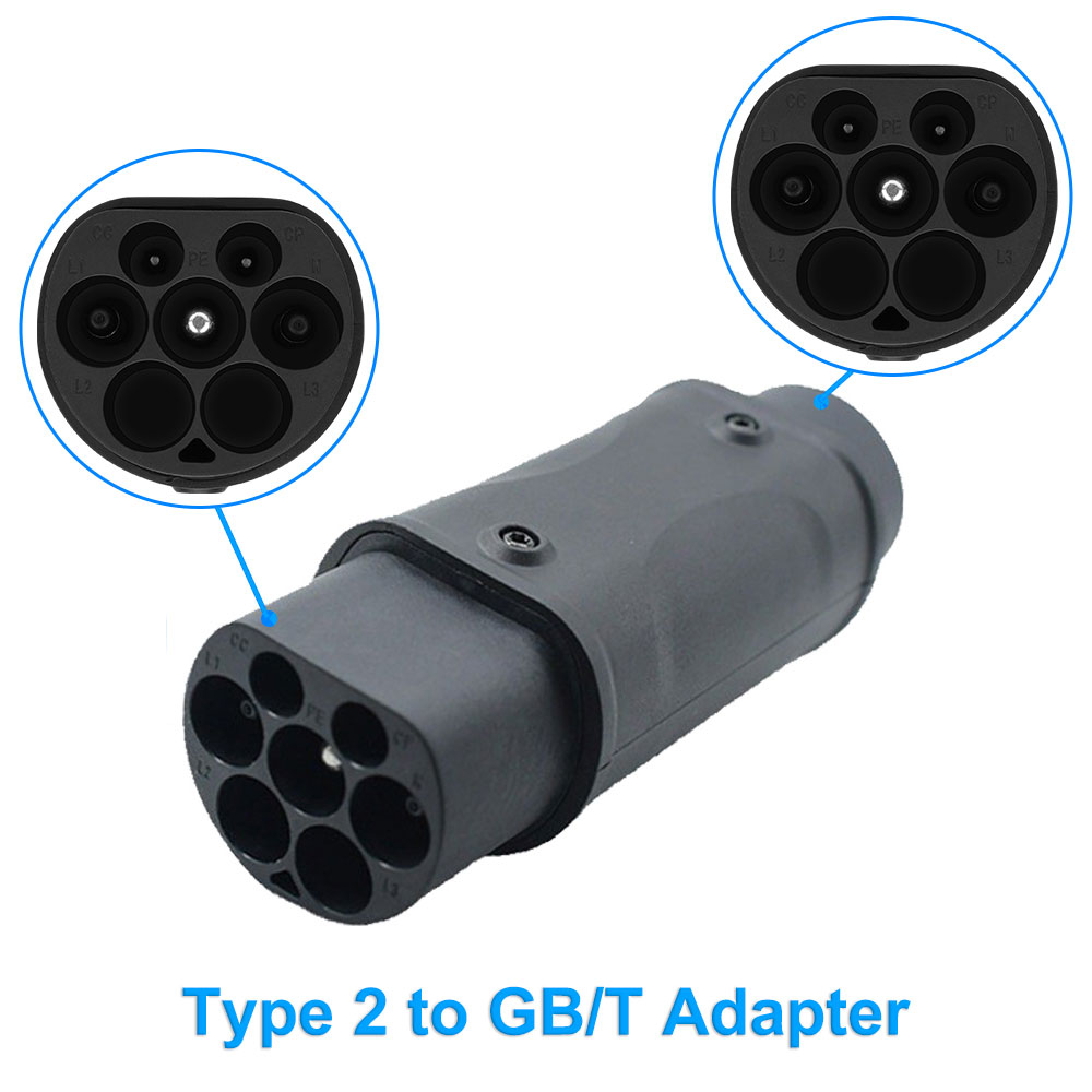 Typ2-zu-GBT-Adapter 7,2 kW/22 kW, kompatibel mit Typ 2-Ladegerät für Elektroautos mit chinesischer GB/T-Ladebuchse