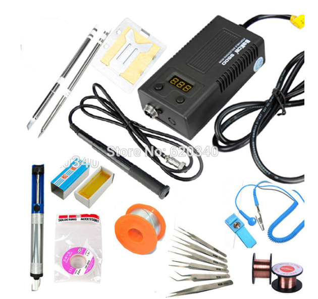 BAKON 950D 110V/220V 75W Mini Portable soldering iron Digital BGA Soldering Station with T13-I Tip FOR FX-951/936+Solder wire: BK950D set