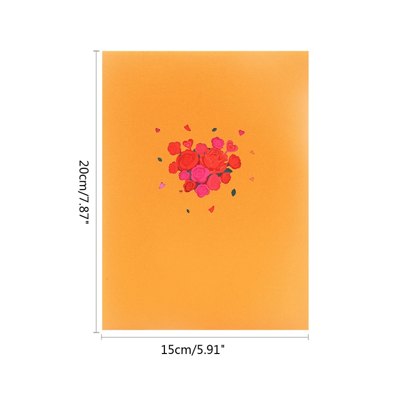 3D Pop Up Greeting Card Flower Bouquet Blessing Message Card Portable Cards