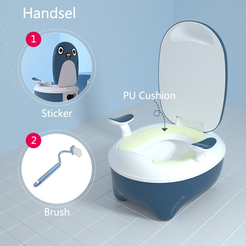 Baby binnentoilet voor kinderen potje baby urinoir kindertoiletbril potje toiletbril draagbaar toilet zindelijkheidstraining urinoir: Blauw (pu kussen)