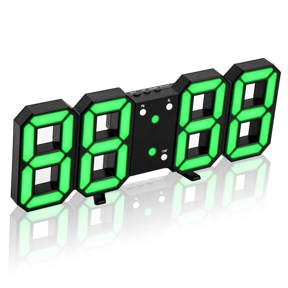 3D LED Wanduhr Moderne Digitale Tisch Uhr Alarm Nachtlicht Uhr Für Heimat Wohnzimmer Dekoration: Grün B