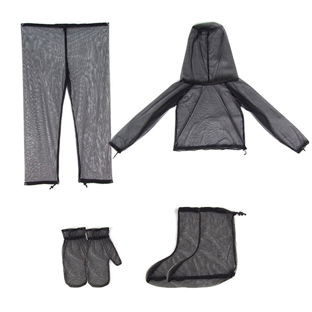Traje antimosquitos de malla para pesca, camisa protectora de insectos, guantes, chaqueta de insectos, trajes con capucha de malla para verano: Azul / XL