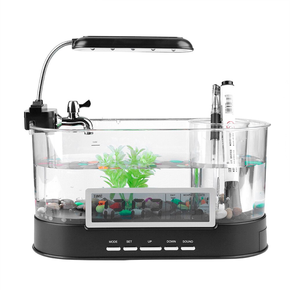 Muur Opknoping Aquarium Tank Multifunctionele Usb Oplaadbare Mini Fish Tank Aquarium Met Klok Functie Led Light Fish Huis