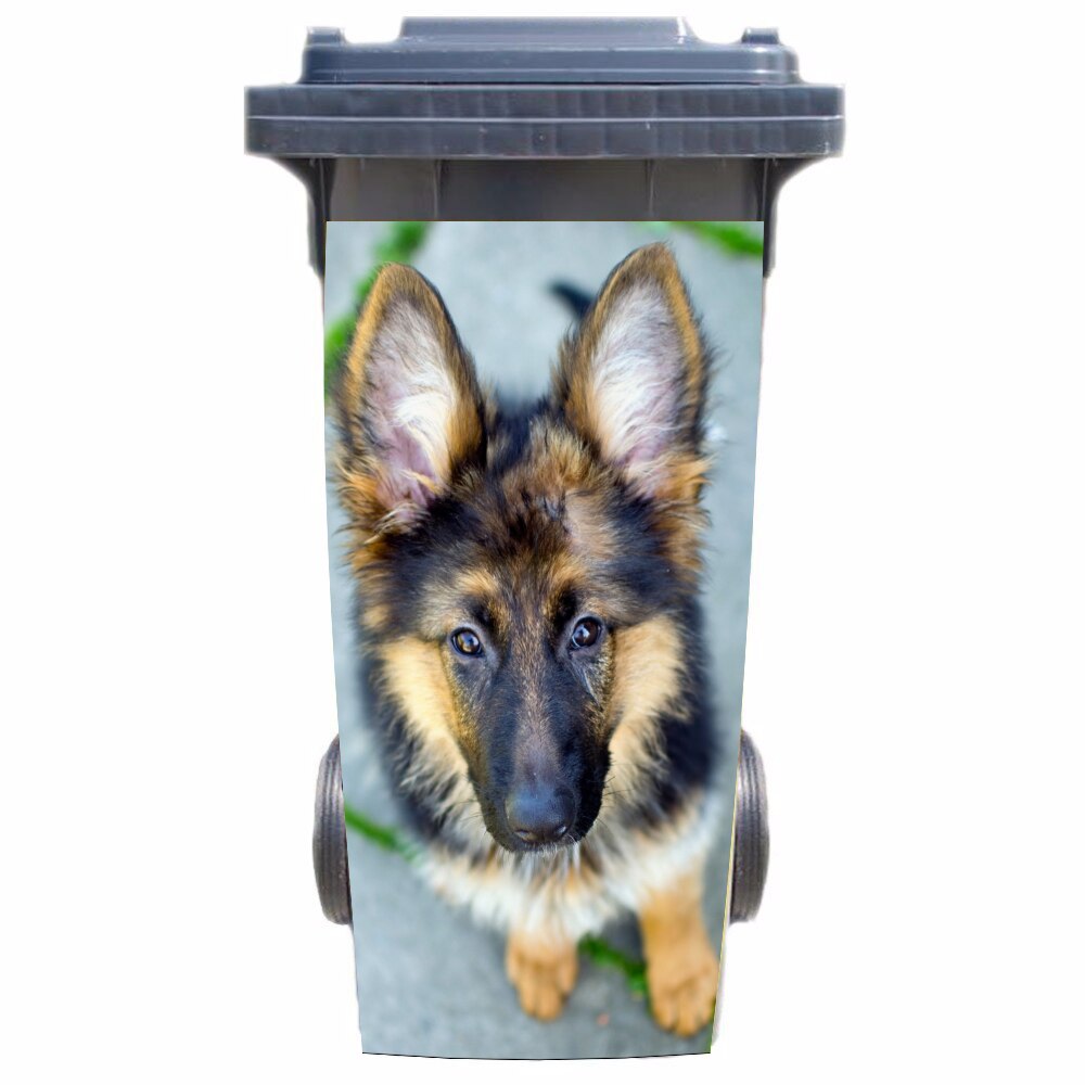 DIY pet 3D lovely dog removable Waterproof Sticker Decals Rubbish bin trash can Cover sticker poster 120liter 240liter: 31x70cm 12x27inch