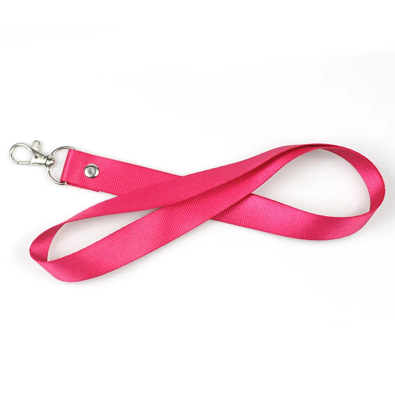 1Pcs Thicken Pure Color Lanyards Safety Hanging Neck Strap Lanyard For Mobile Phone ID Name Badge Holder Keys Metal Ring: Rose Gold