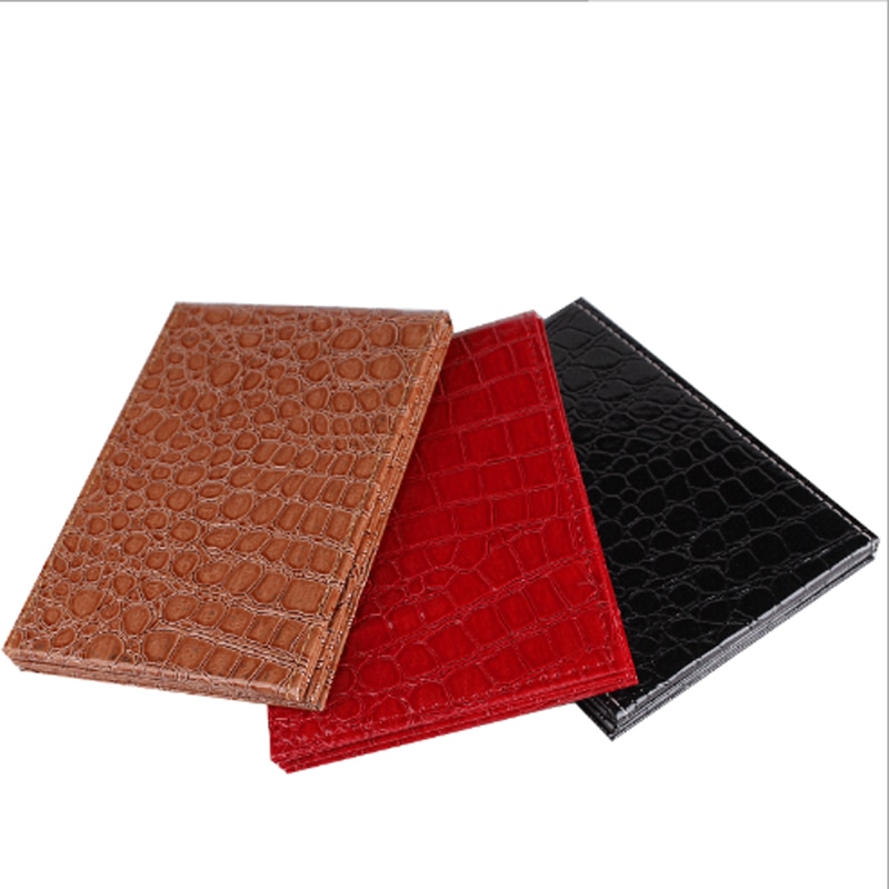 Espejo de piel sintética con estampado de cocodrilo para mujer, espejo de maquillaje portátil, plegable, de belleza, 3 colores y tamaños diferentes