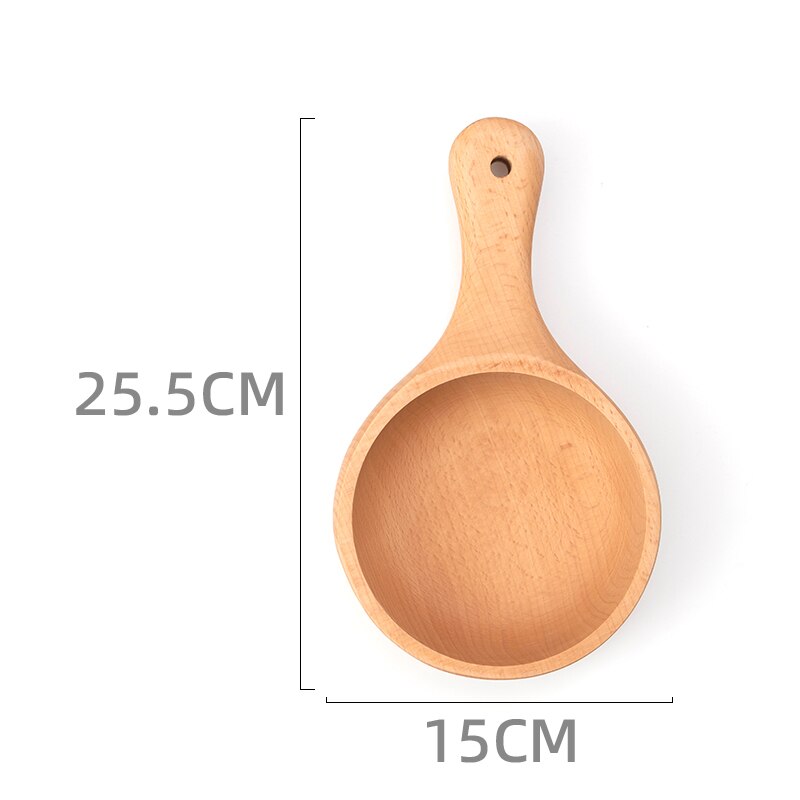 Hemu Life Natural Wood Japanese Style Kitchen Accessories Simplicity Handle Bowl Water Scoop High Temperature Resistance: W 25.5X15cm