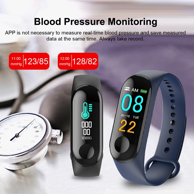 Smart Bracelet Blood Pressure M3 Fitness Tracker Watch IP67 Swimming Waterproof Tracker Heart Rate Monitor Smartband Men Women