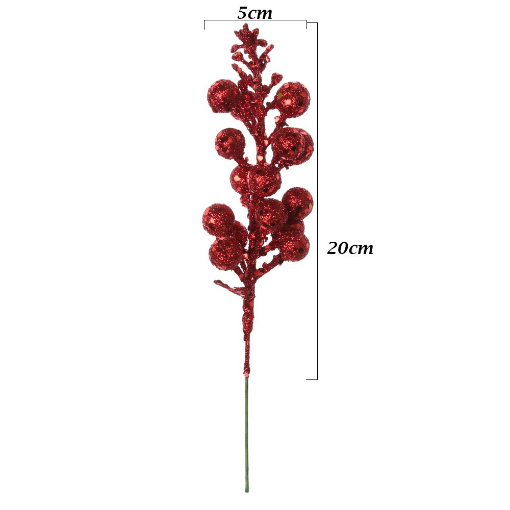 3Pcs/lot Colorful Christmas Tree Decoration Fruit Hanging Baubles Sequins Cherry Berries Party Ornament Xmas Wreath Accessories