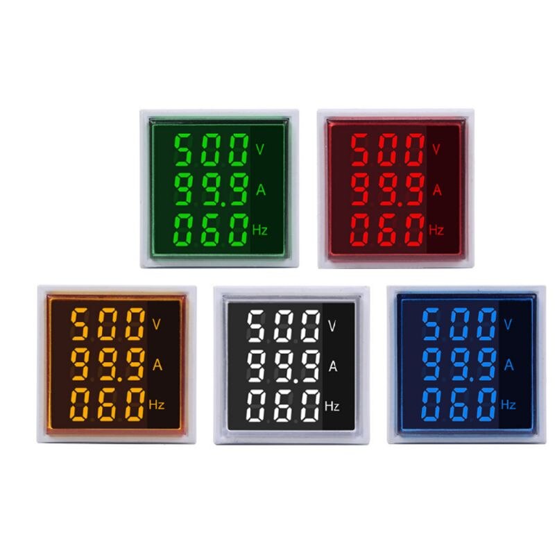 3 in 1 AC Voltmeter Ammeter Frequency Panel Meter Indicator Signal Light 60-500V X4YD
