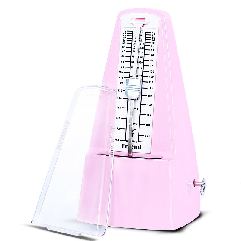 Vintage metrónomo tipo torre en miniatura para guitarra, bajo, Piano, violín, metrónomo para guitarra, timbre, anillo, péndulo mecánico, accesorios: pure Pink