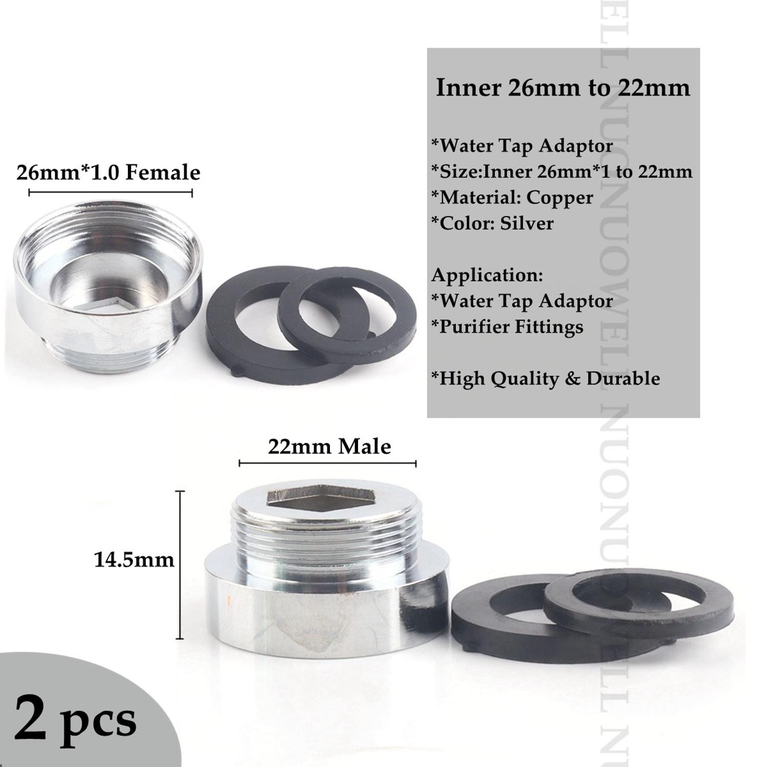 2pcs M22 Copper Kitchen Faucet Aerator Water Tap Adaptor Purifier Fittings Replacement Accessories Male Female Pipe Fittings: F26x1-M22