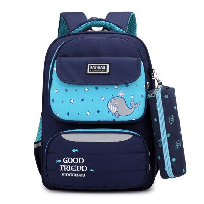 Moda dos desenhos animados bonito das crianças mochila de alta capacidade escola primária menino menina carga-reduzindo respirável oxford pano mochila: light blue