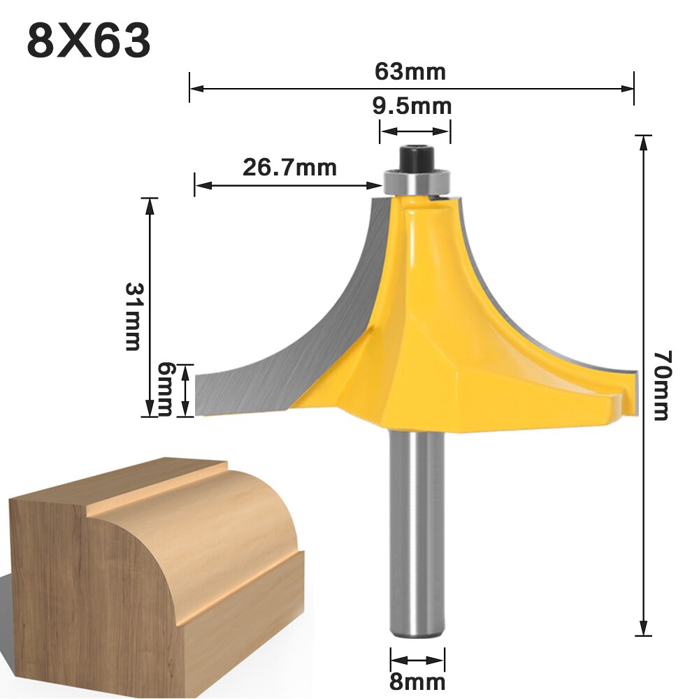 Ronde Over Rand Router Bit-1 &quot;Radius 8&quot; Schacht 1 Pcs 8 Mm Schacht Hout Router Bit rechte Frees Trimmer Reiniging Flush Trim