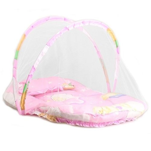 Baby Portable Foldable Bed Dot Zipper Mosquito Net Kids Tent Crib Sleeping Infant Cushion collapsible portable: Pink