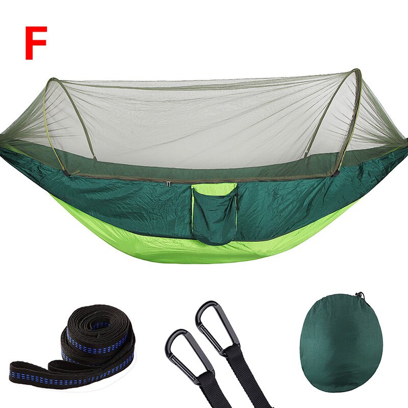 1pcs outdoor camping single double nylon automatic quick-opening hammock with mosquito net S7B0984: F / 290X140CM