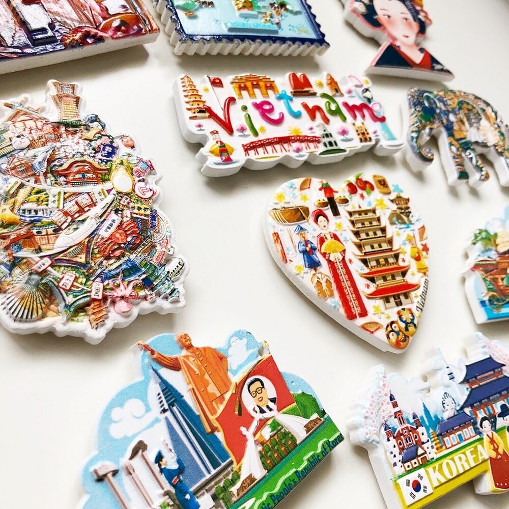 BABELEMI Vietnam India Japan Korea North Korea Fridge Magnets 3D Refrigerator Magnet Sticker Travel Souvenir Kitchen Decoration