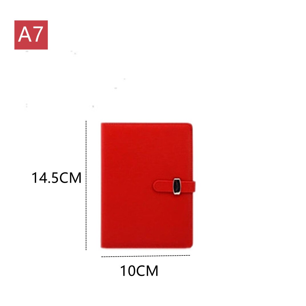 A5 A6 A7 Pu Leather 365 Days Retro Diary Notebook Personal Pocket Organiser Planner Filofax Cover Office School Supplies: Red-A7
