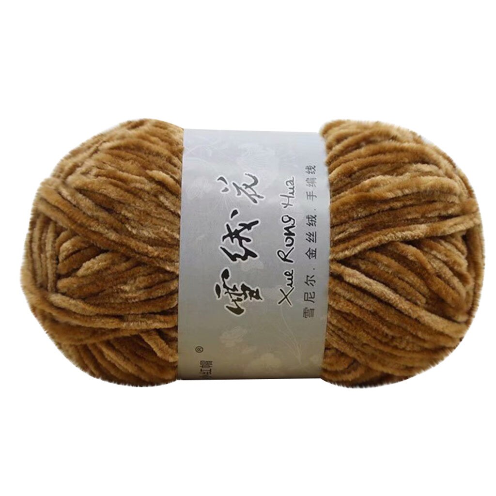 Gold Velvet Chenille Medium Thick Wool Thread Diy Crochet Sweater Scarf Line Hand Knitting Scarf Bib Hat Gloves Yarn crochet: E