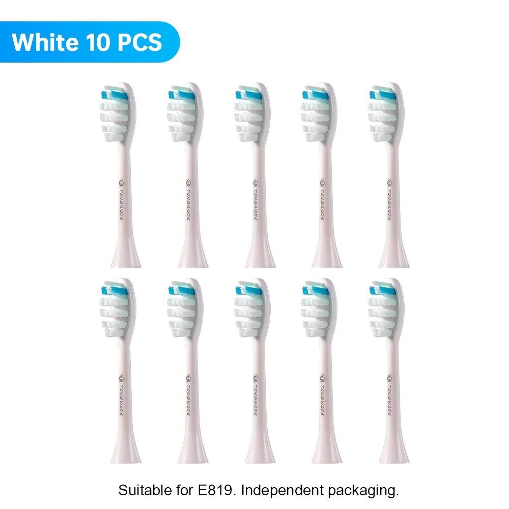 10 Pcs Replacement Brush Heads For E819 E810 EC810 Ultrasonic Electric Toothbrush Soft Bristle Nozzles with Sealed Package